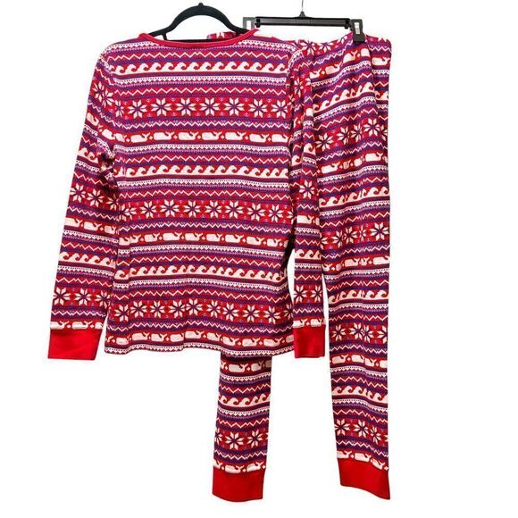 Vineyard Vines Women's Holiday Whale Isle Waffle Knit Pajama Set Size Large - Picture 6 of 6